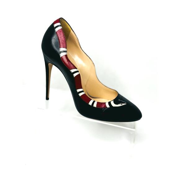 Gucci Black Red Yoko Snake High Heel Pumps Women’s Designer Shoes EU 38.5 - Picture 9 of 11
